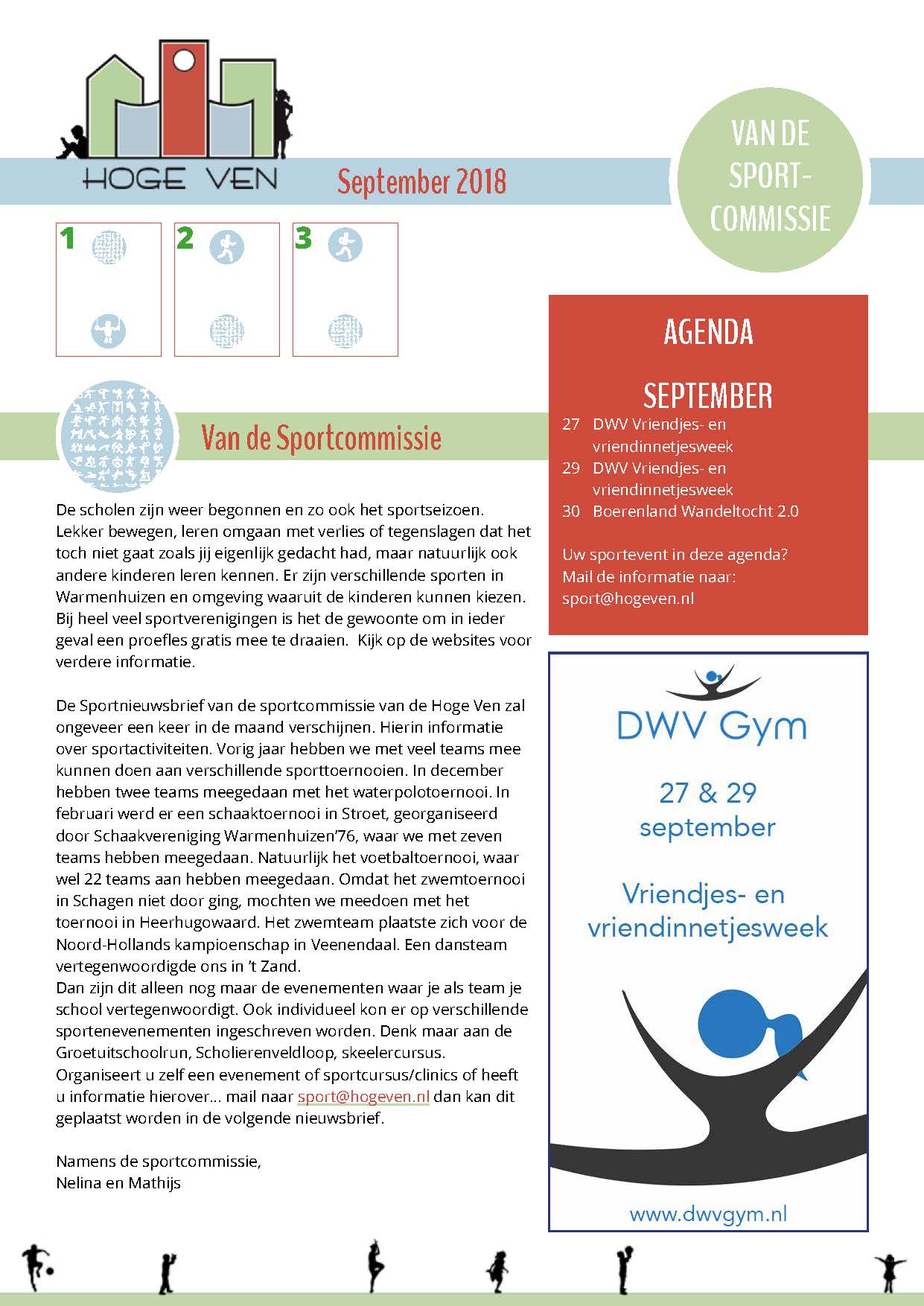 Nieuwsbrief Sportcommissie september 2018