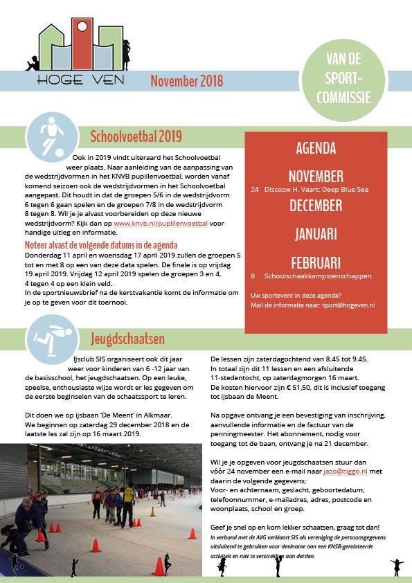 Nieuwsbrief Sportcommissie november 2018